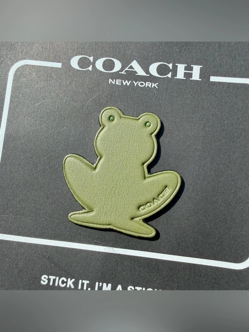 New Coach Green Leather Frog Sticker Decal 24048